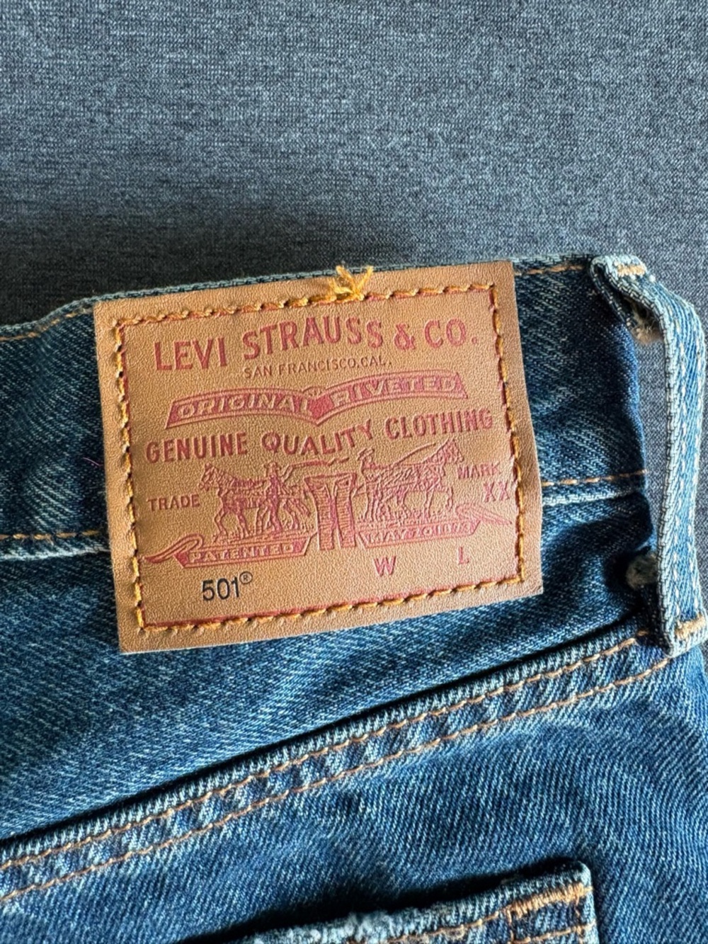 Levi's Premium 501 High-Waisted Cutoff Denim Shorts New Look Dark Wash Capital E - Picture 8 of 9